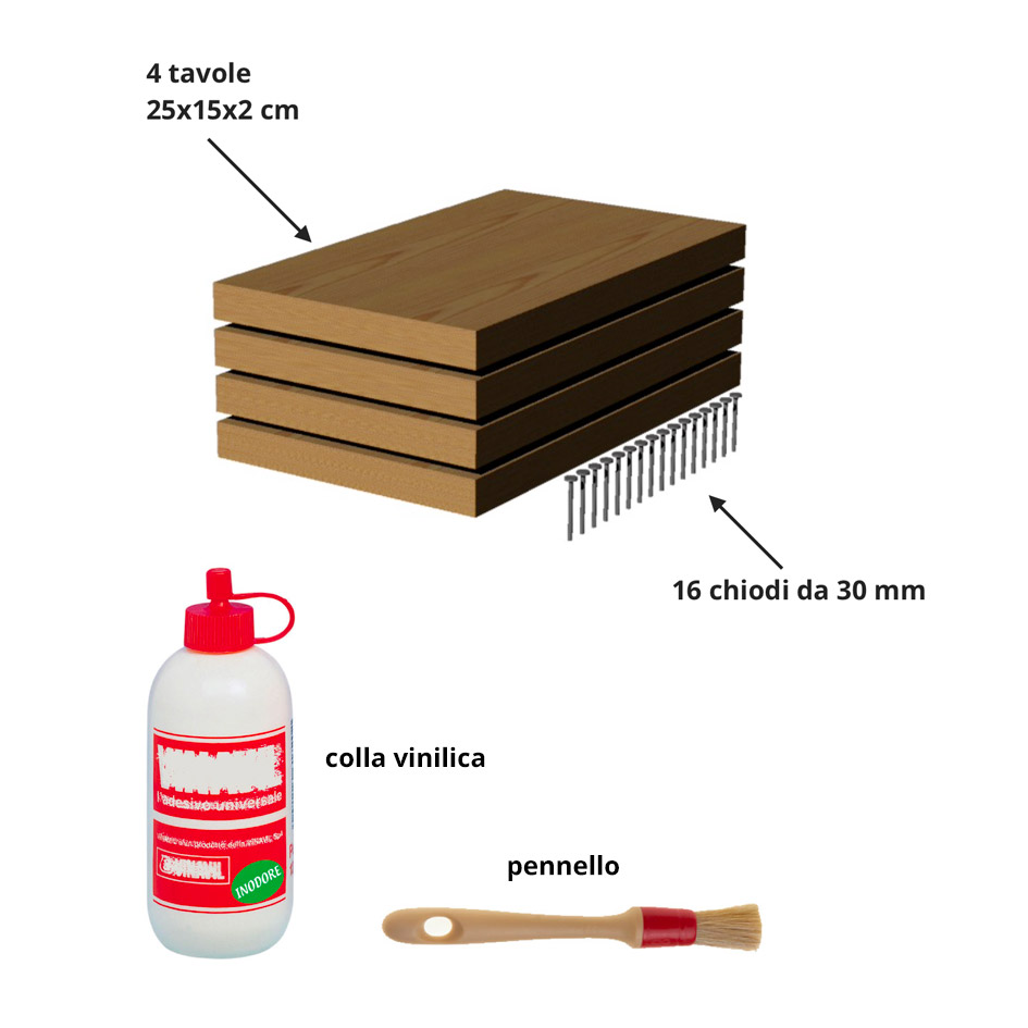 legno necessario per completare la cassetta della fioriera